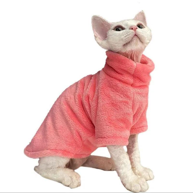 Warm Sphynx Cat Turtleneck Coat for Small Medium Dogs Clothes Jacket Kitten Costume Bulldog Poodle Pug Outfits Sweater