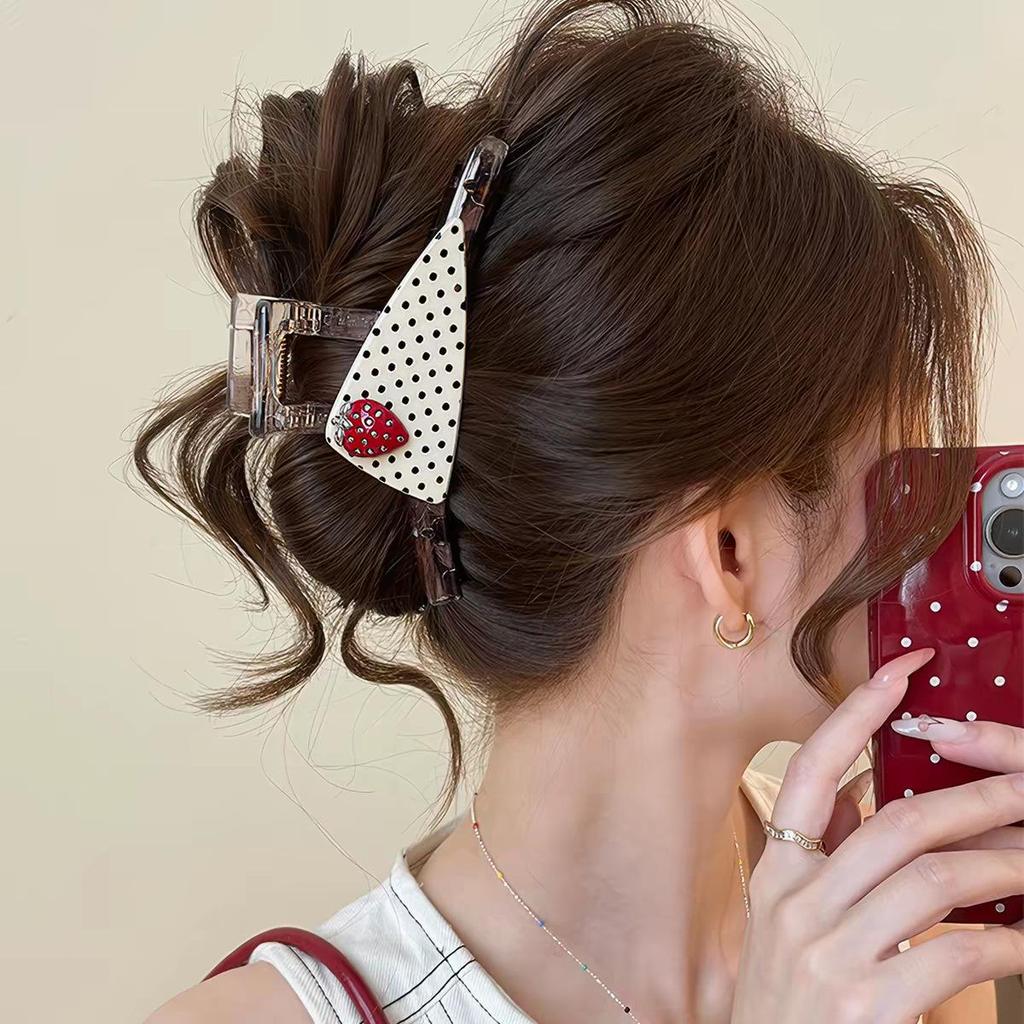  Pince à cheveux nœud léopard coréen: Très grand clip haut de gamme demi-chignon pour femmes