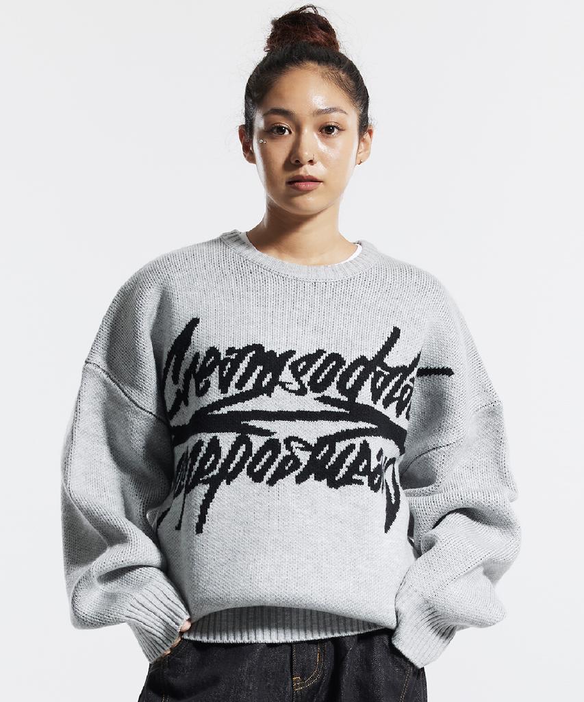 CREAM SODA LAB Big Graphic Jacquard Knit Sweatshirt Gray