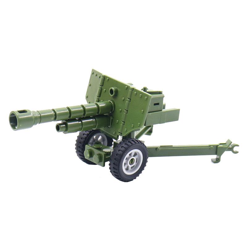 WWII Military Soviet German Cannon Building Block Set Soldier Vehicles Artillery Bunker Figure Weapon Accessories Toy Boy Gift Present K038