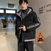 Men's Hooded Thickened Solid Color Cotton Jacket for Autumn/Winter - Warm, Loose-Fit Outerwear