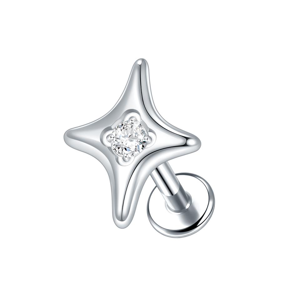 1Pc/5Pcs Titanium Star Ear Tragus Cartilage Helix Daith Piercing Lip Stud Earrings for Women Internal Thread Body Piercing 16G
