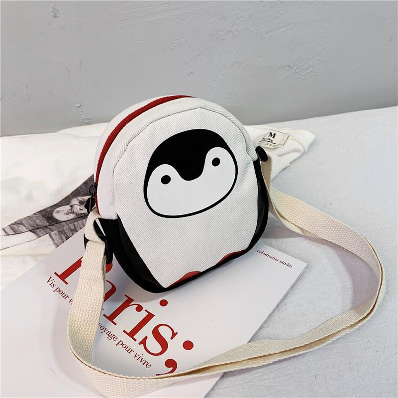 

Adorable Penguin Children s Shoulder Bag With Mini Headphone Hole And Colorful Canvas Design белый
