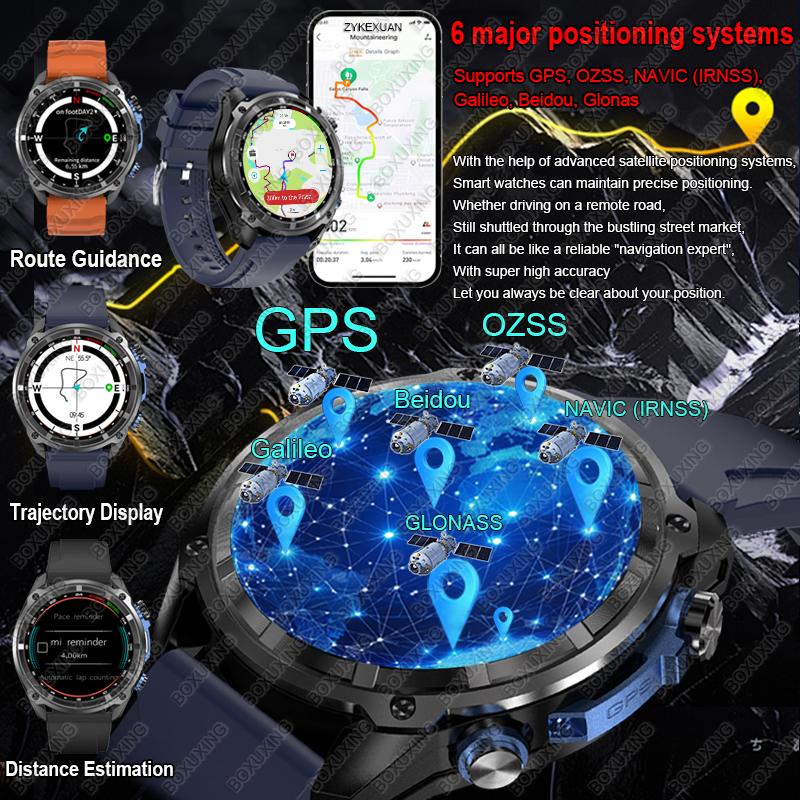 New Military GPS Smart Watch Men Offline Map 860 mAh Battery 4GB Memory 5ATM Waterproof Swimming Sapphire Screen Smartwatch