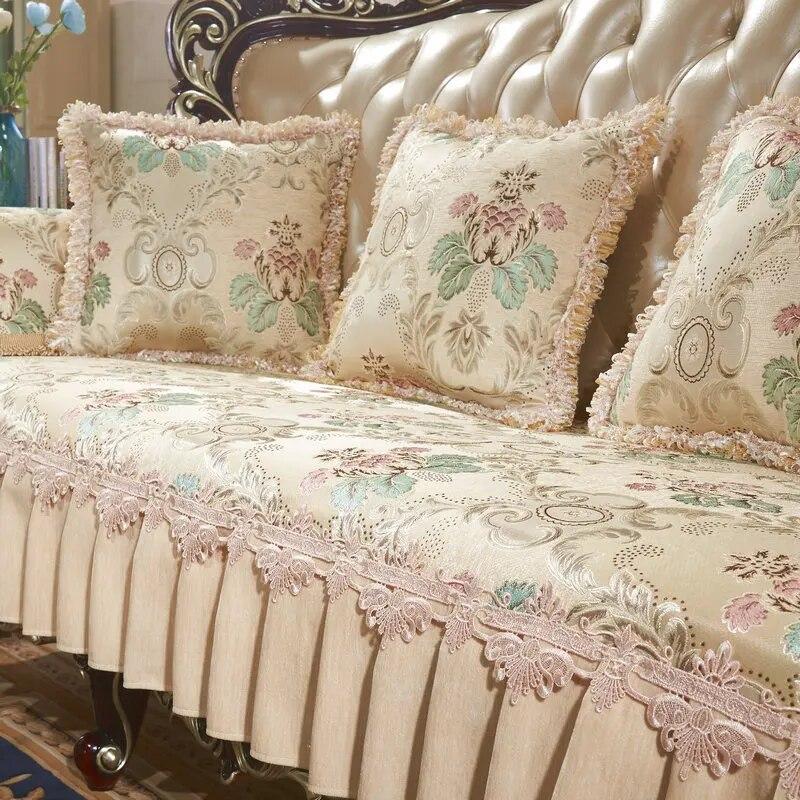 

Европейский винтажный жаккардовый чехол для дивана, чехол для дивана для гостиной, нескользящий чехол, протектор, подлокотник, полотенце, секционный чехол для дивана Armrest 50 x 60cm