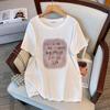 Women's Plus Size Slimming Loose Mid-Length Round Neck T-Shirt (Short Sleeves) 