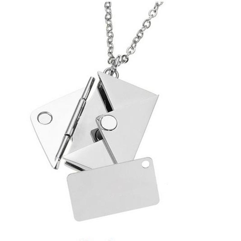 

Valentine s Day Love you Secret Hidden Message Pendant Necklace Stainless Steel Can Open Photo Frame Envelope Necklace