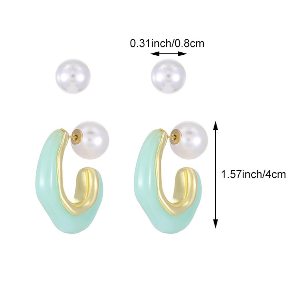 French Retro Style Fashion Versatile Geometric Resin Alloy C Shaped Earrings For Women