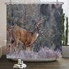 Deer Bathroom Shower Curtain Elk Highland Cow Peacock Forest Mountain Animal Polyester Hanging Curtains Home Bathroom Decor Set