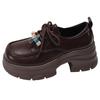 Thick Heel Loafers Lace-up Women's Shoes 2025 New Autumn British Style Small Leather Shoes Fashion Leather Shoes Versatile Casual Shoes