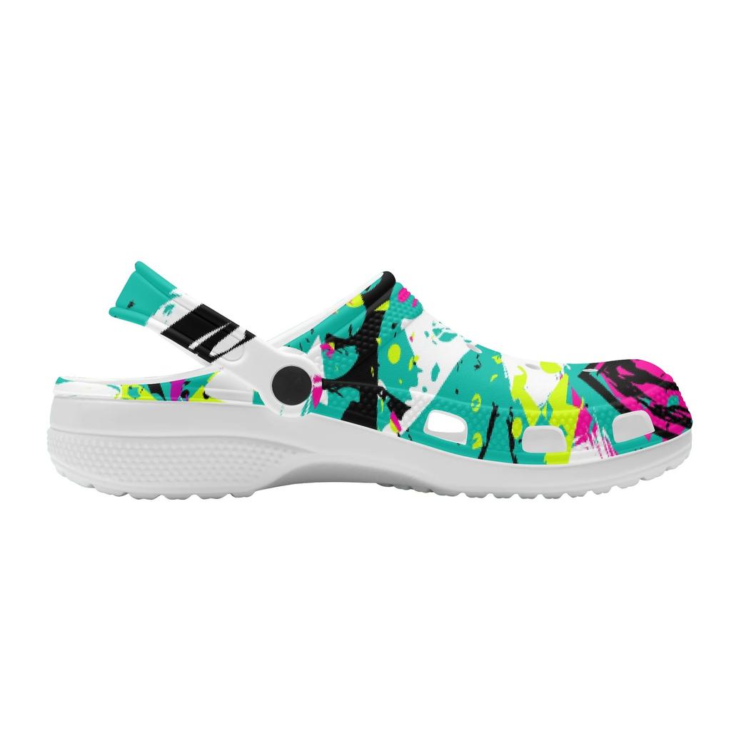 Printed EVA Clogs Women Men Lightweight Breathable Casual Slip On Garden Shoes for Beach Pool Bathroom Home Summer Daily Wear