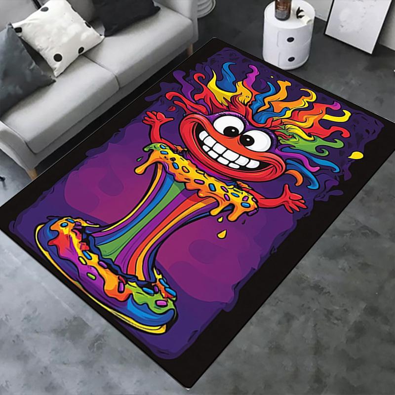 Cute Rainbow Man Office Carpet Soft Polyester Entrance Carpet Washable Non-slip Machine Washable Indoor Carpet Living Room Bedroom Dining Ta