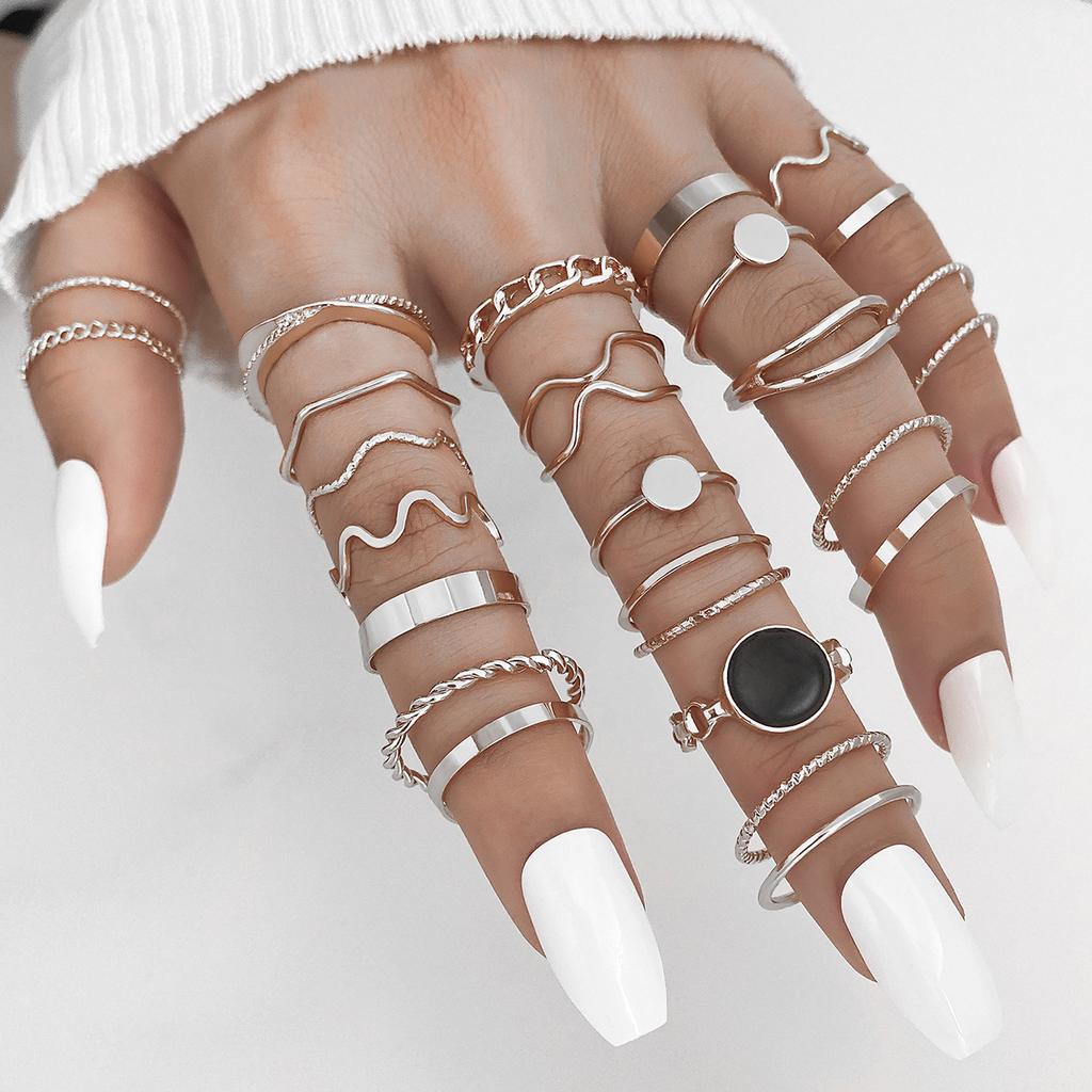 Simple Colored Beach Ring - Retro Butterfly Ring Set Combination