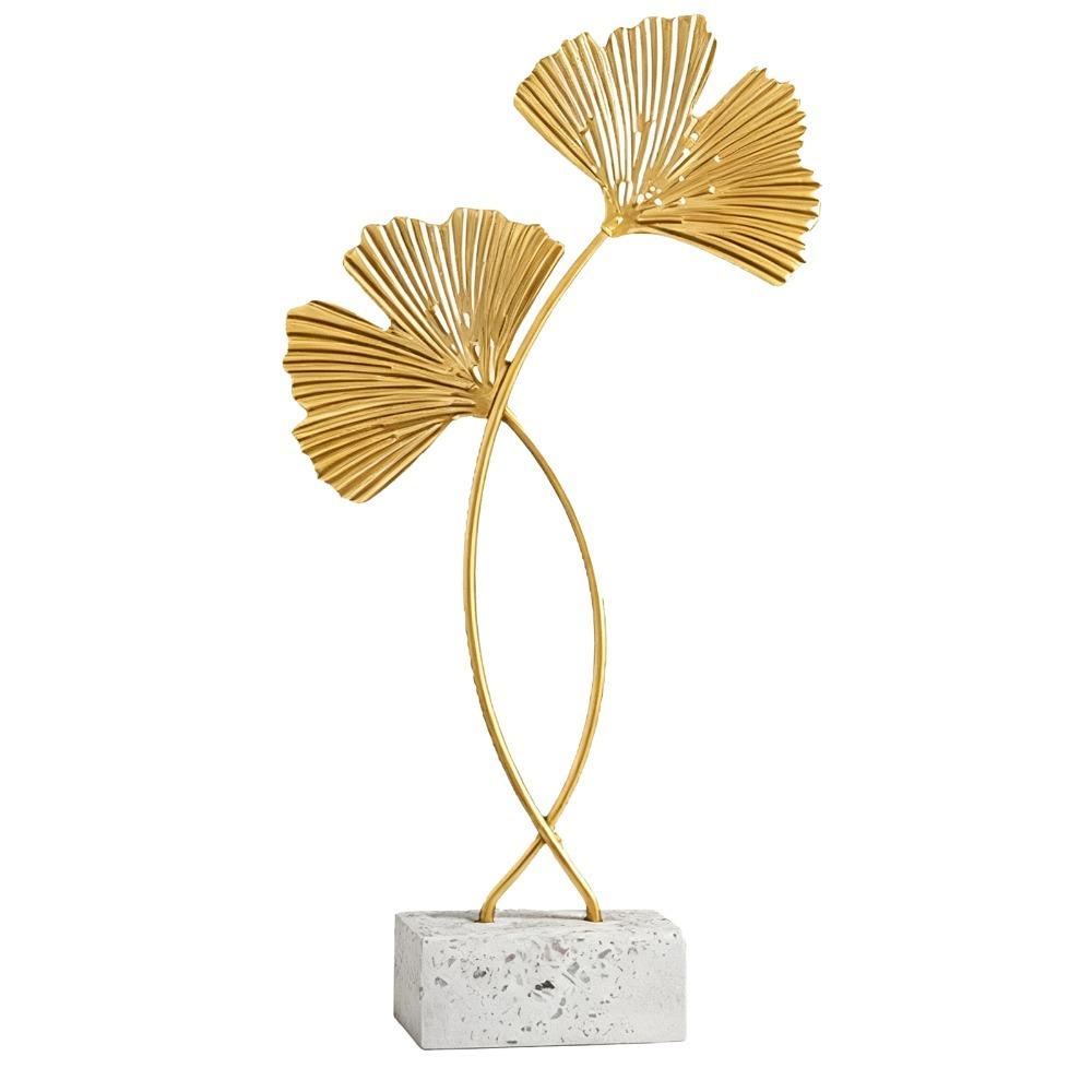 5.51in Iron Gold Leaf Cement Base Ornament  Bedroom Table Display Ornament