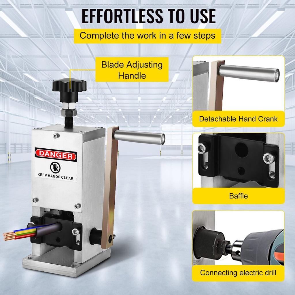 Wire Stripping Tool 1.5-25mm Cable Wire Stripping Machine with 1 Cutting Blade Wire for Cutting and Stripping Scrap Copper Wire