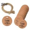 Rustic Wedding Favor Tags 100Pcs Paper Thank You with String, Round Gift Tags, Pre-Punched Hole Hanging for Party Favors and DIY Packaging Birthday