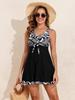 European and American Style Printed Two-Piece Skirted Tankini with Boyshorts Women's Swimwear