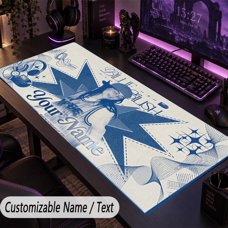 Large Mouse PadBillie Eilish Custom Name Text Personalized Desk Mat Non Slip Gaming Pad