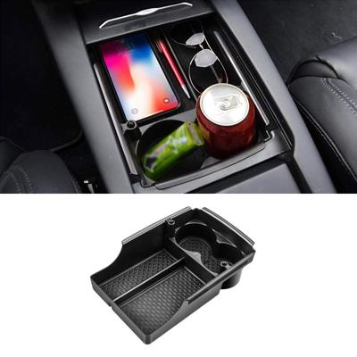 Auto Center Console Storage Box Tray Armrest Organizer for Cubby Box with Cup Holder Interior Accessories