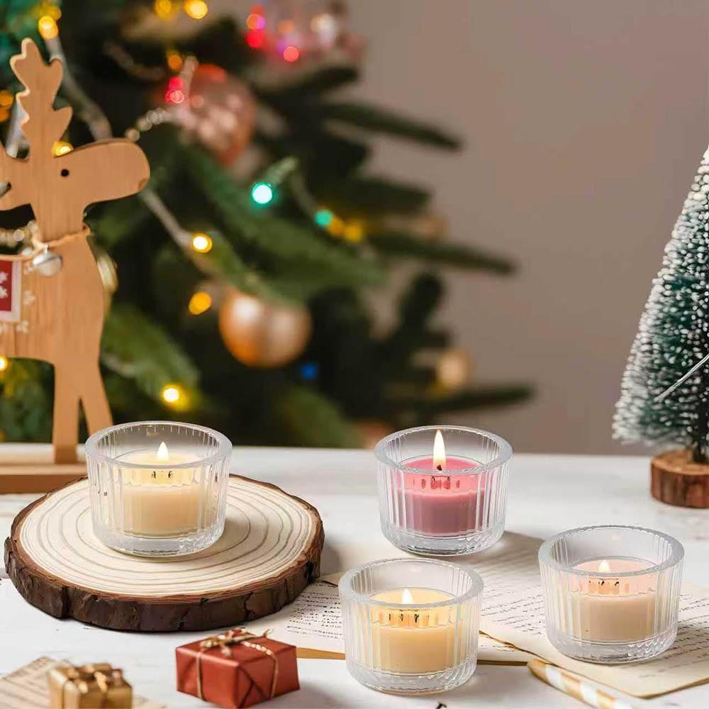2 Stück Glas Teelichthalter Klein Klar Mini Kerzenständer Tischdekorationen Heimdekorationen für Hochzeit Festival Geburtstag