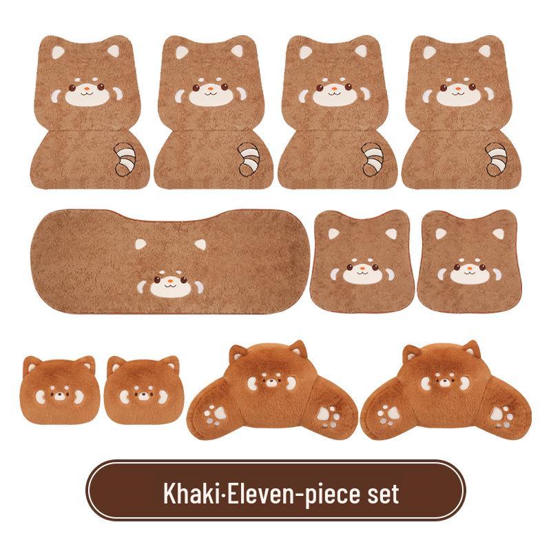 Cartoon Raccoon Winter Plush Car Seat Cushion