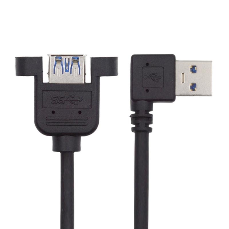 Fast Speed 5Gbps USB 3.0 Extension Cable Right Angle/Straight Head Adapter Male to Female Secure Mounting Ears Design