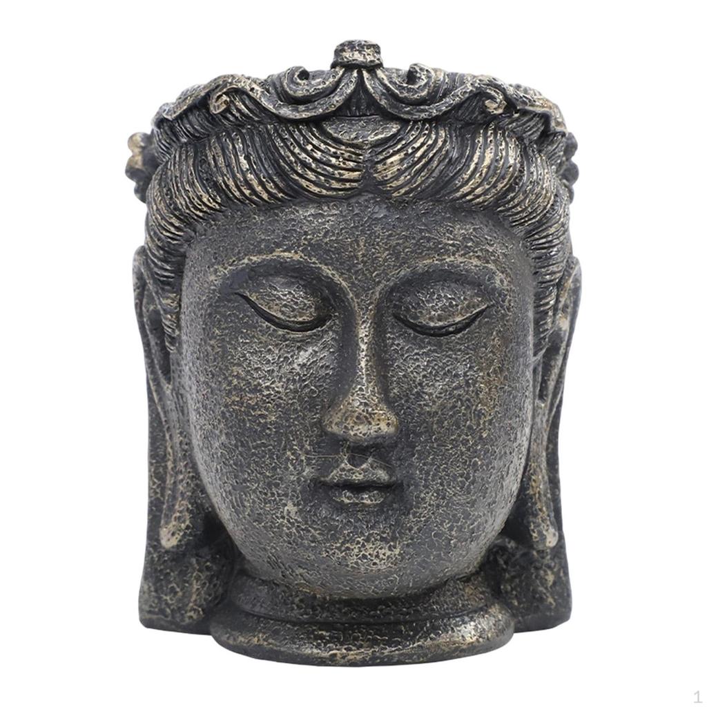 Buddha Head Planter Flower Container Figurine Crafts Pot Plant for Living Room