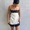 Women Satin Lace Camisole Top Sleeveless Spaghetti Strap Silk Lace Trim Cami Top 2026 Summer Sexy Tank Top Streewear