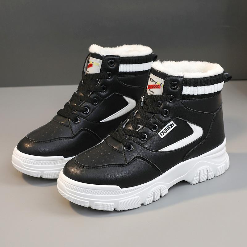 

[Customized] Q3551 new color matching women s shoes 2025 winter middle help velvet to keep warm and increase height thick-soled sports break 40