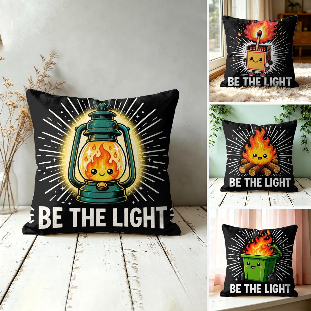 Be The Light Cushion Cover Double-Sided Plush Sofa Cushion Covers Organic Breathable Invisible Zipper