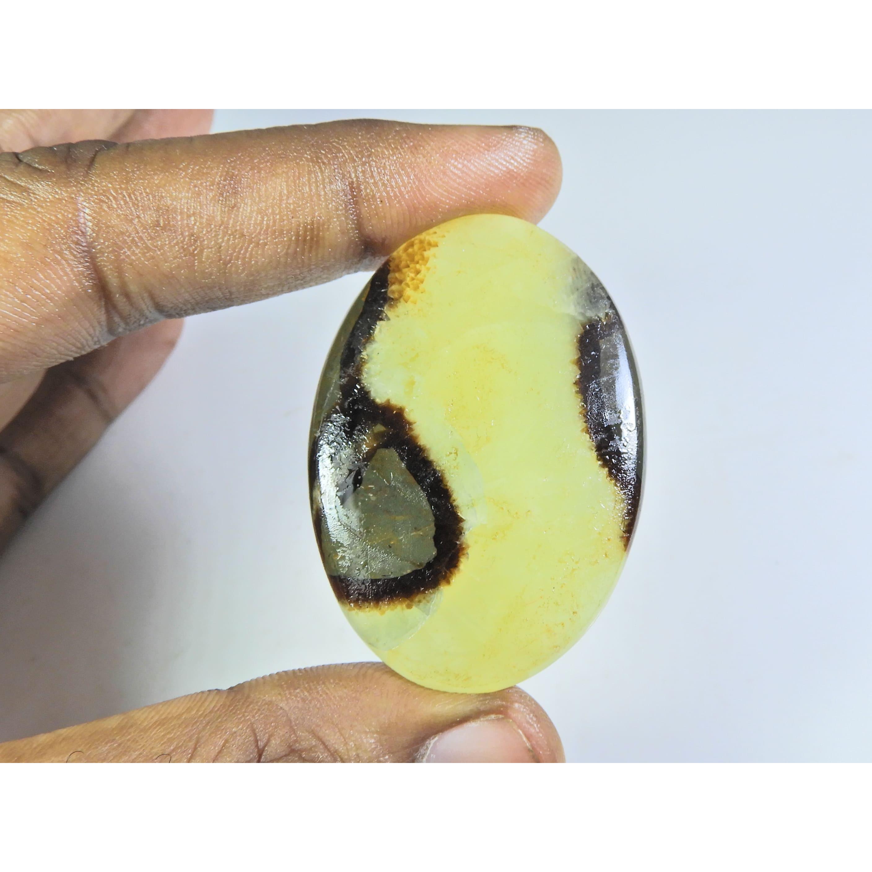 

89Cts.Natural septarian Multi Colour Oval Cabochon Loose Gemstone 34X50X05MM A-365
