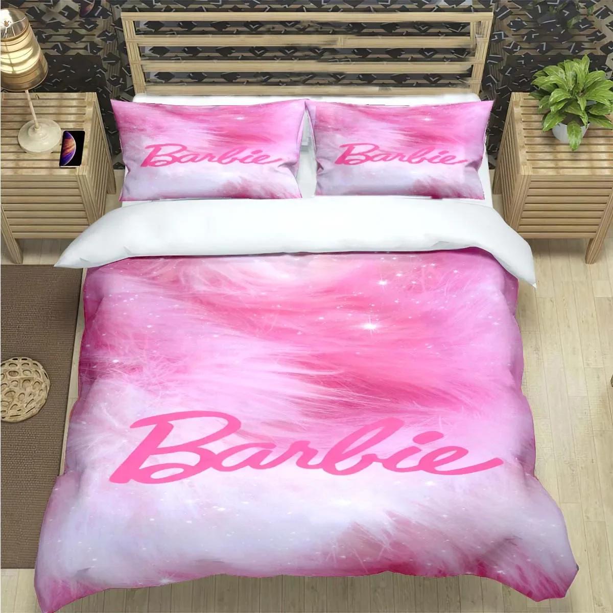 

Hot Fashion B-Barbie Cartoon Print Bedding Sets Bed Supplies Set Comforter Set Teens Girls Cartoon Twin Single Kid Luxury Gift AU Single 145x210cm