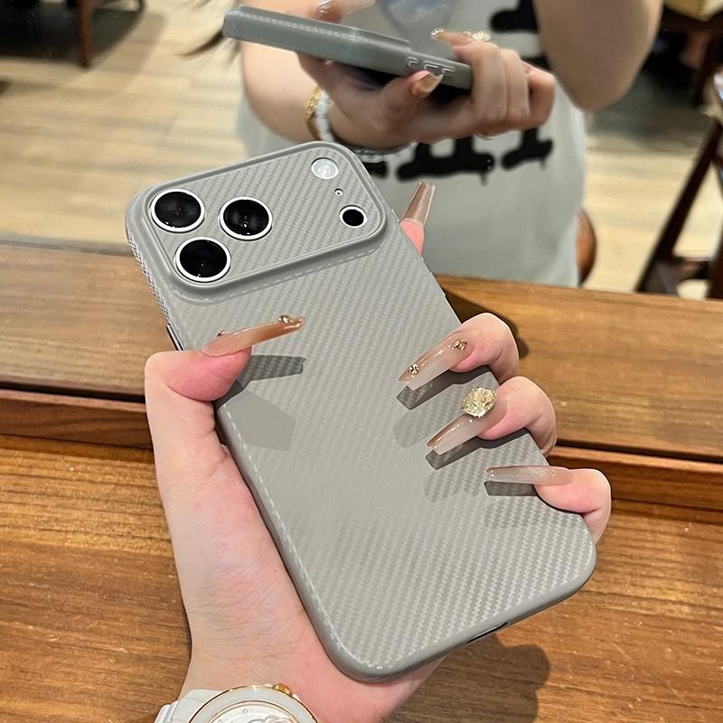 Carbon Fiber Texture Pattern Phone Case For iPhone Air 17 16 16E 15 14 Plus 13 12 Pro Max Slim Thin Clear Shockproof Soft Cover