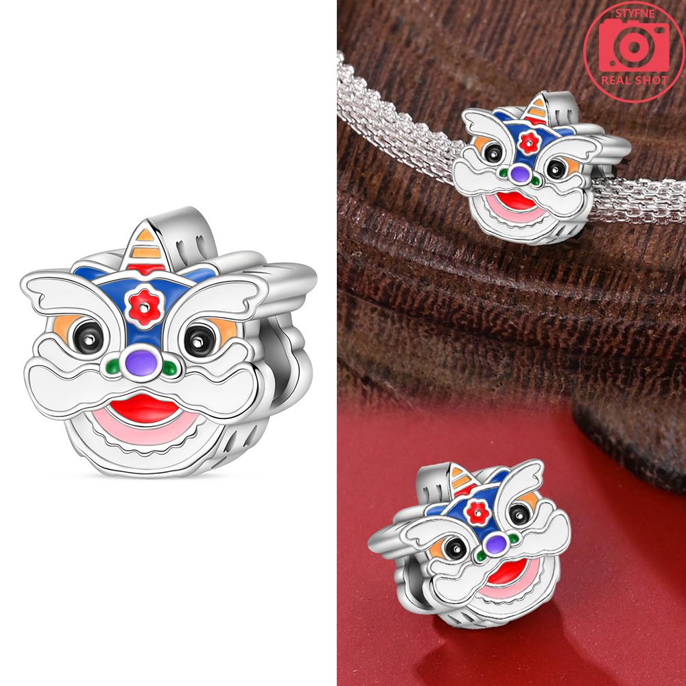 Authentic Copper Color God of Wealth Lucky Cat Lantern Lion Dance Charm Bead Charms Bead Charms Compatible With Bracelets Do It Yourself New Years Je