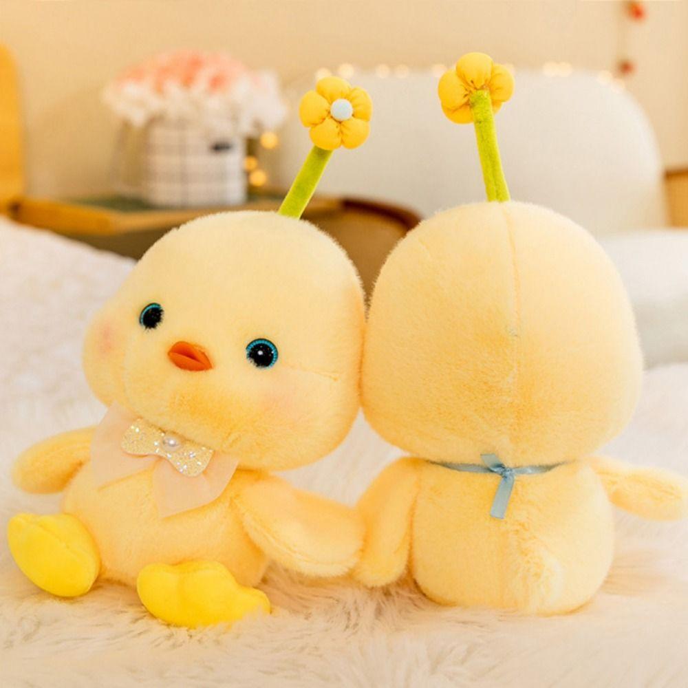 Flower Chicken Plush Toy Hairy Yellow Duck Plush Doll Girls Hug Pillow Duck Plush Toy  Children