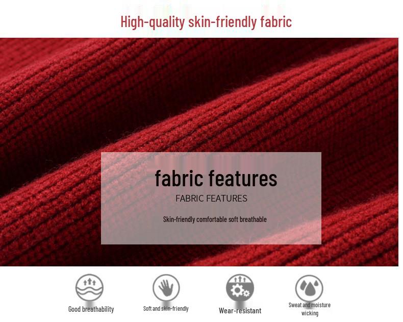 Korean Style Red Parent-Child Sweater: Women's Cardigan & Men's Round Neck Pullover