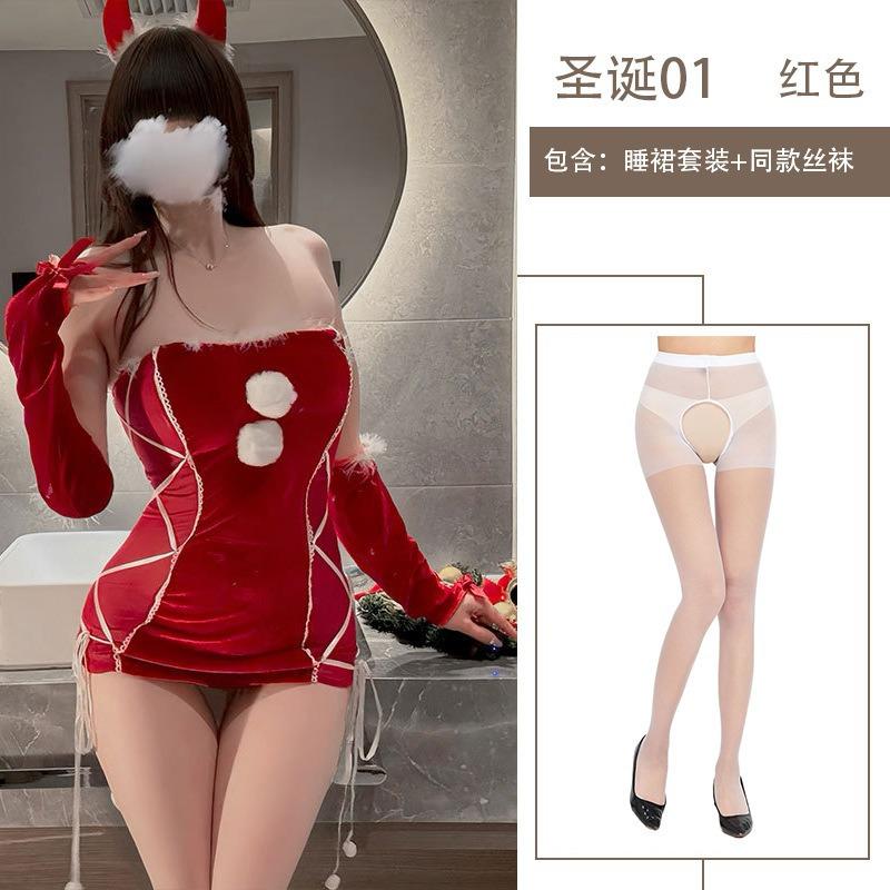 Sexy Lingerie Christmas Hip Tight Uniform Sweetheart Pure Desire Sexy Tube Top Velvet New Suit