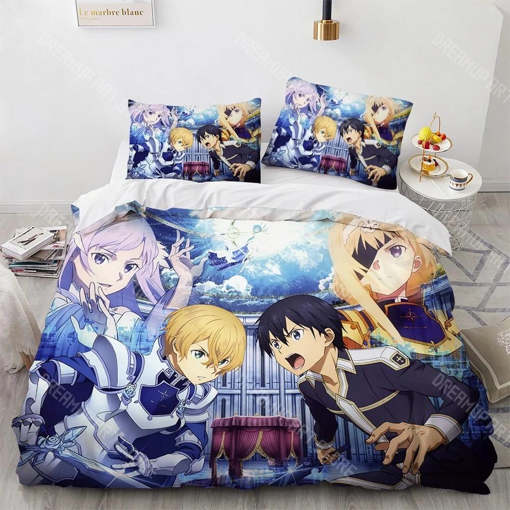 3D Printed Sword Art Online SAO Kirito Asuna Bedding Set for Boys Girls Duvet Cover Twin Queen King Full Single Double Sizes