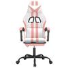 Gaming Chair with Footrest Swivel White & Pink PU Leather