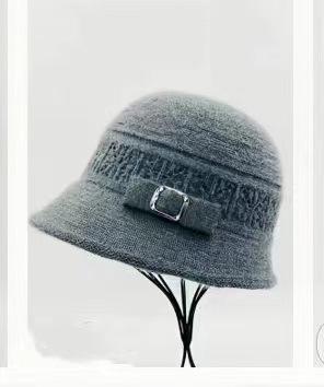 JYL TS DIY Winter Elderly Hat Women Thick Knit Bucket Hat Warm Grandma Hat 1222Mao29597 вишня