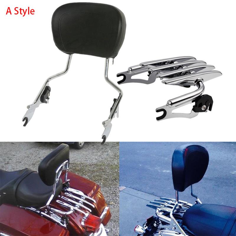 Motorcycle Detachable Backrest Sissy Bar Luggage Rack For Harley Road King Street Glide Electra Glide Standard CVO 2014-2024