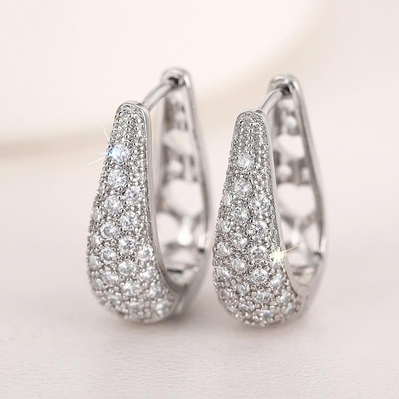 Exquisite Fashion Micro Shop Zircon U-Shaped Earrings Girl Wedding Valentine'S Day Gift Jewelry Pendant Wholesale