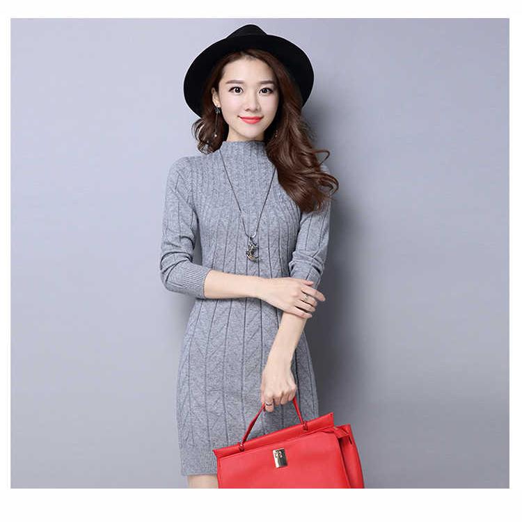 Genser med høy krage Varm strikkegenser Stor størrelse genser Kasjmirgenser Dame Lang genser