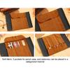 Leather Roll-Up Pouch W/ Embossed Buckle Vintage Treasure Map Pencil Case Large Capacity School Office Organizer