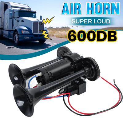 Yousheng Super Loud Dual Electric Air Horns Kit with Compressor Waterproof Rustproof Simple Installation Car SUV Air Horns Kit