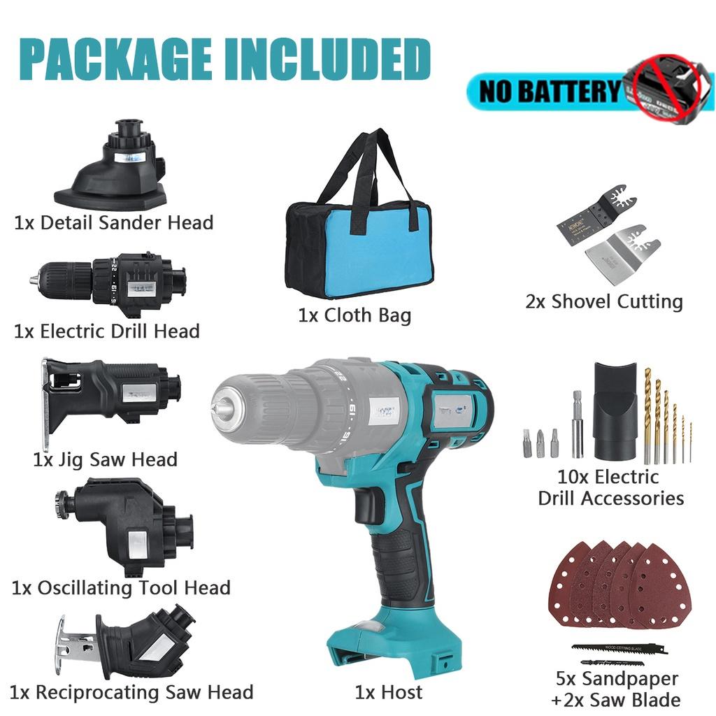 

Многофункциональный электроинструмент 5 в 1 Электродрель Сабельная пила Осциллирующий инструмент Лобзик Шлифмашина Сменная головка Для аккумулятора Only machine