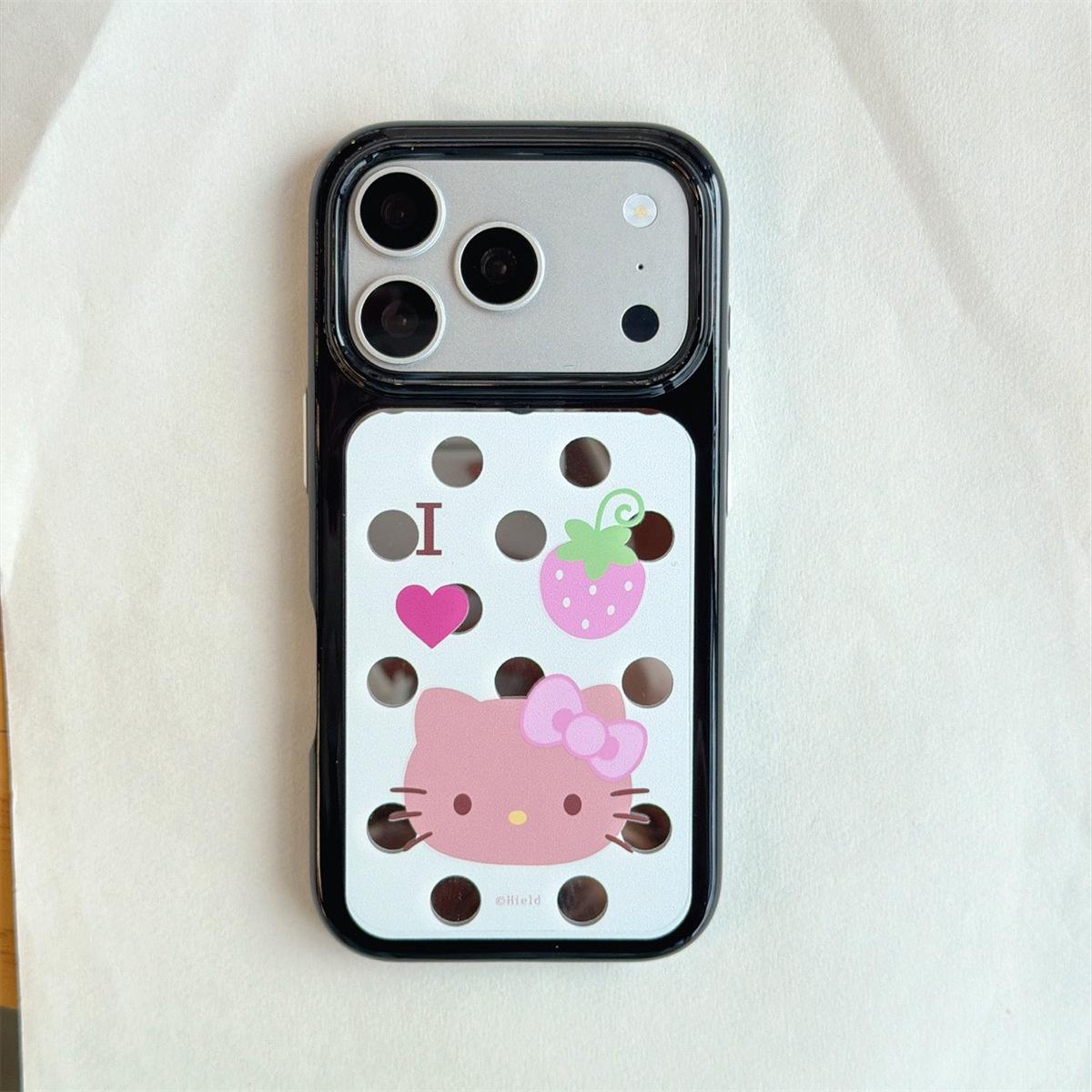 

Round Edge Strawberry KT Cat iPhone 14/13 Pro Max Anti-Fall Case iPhone 13