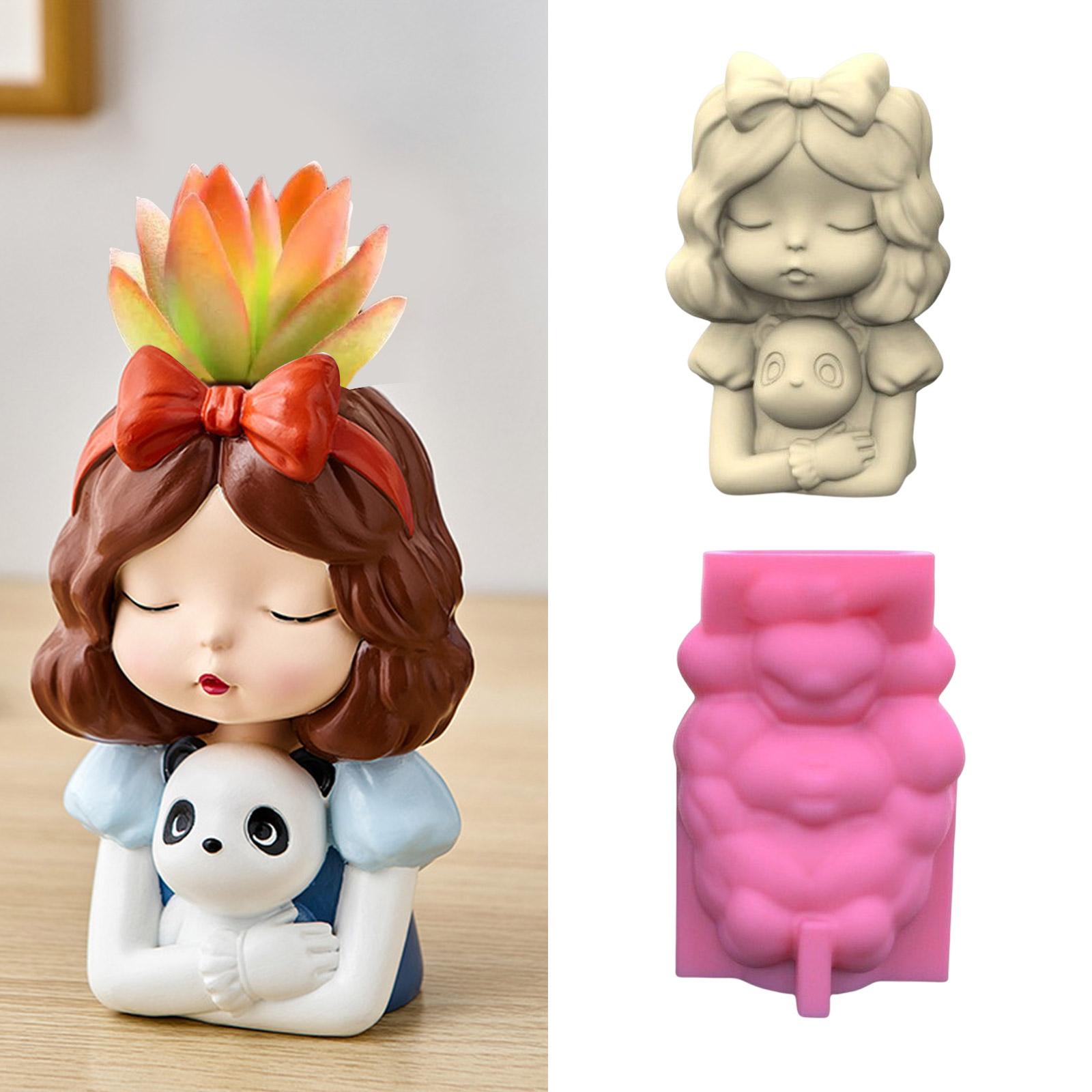 

Силиконовая форма для цветочного горшка «Панда-девочка», подсвечник из бетона, силиконовая форма для подсвечника, суккулентный горшок, цементная форма для глины