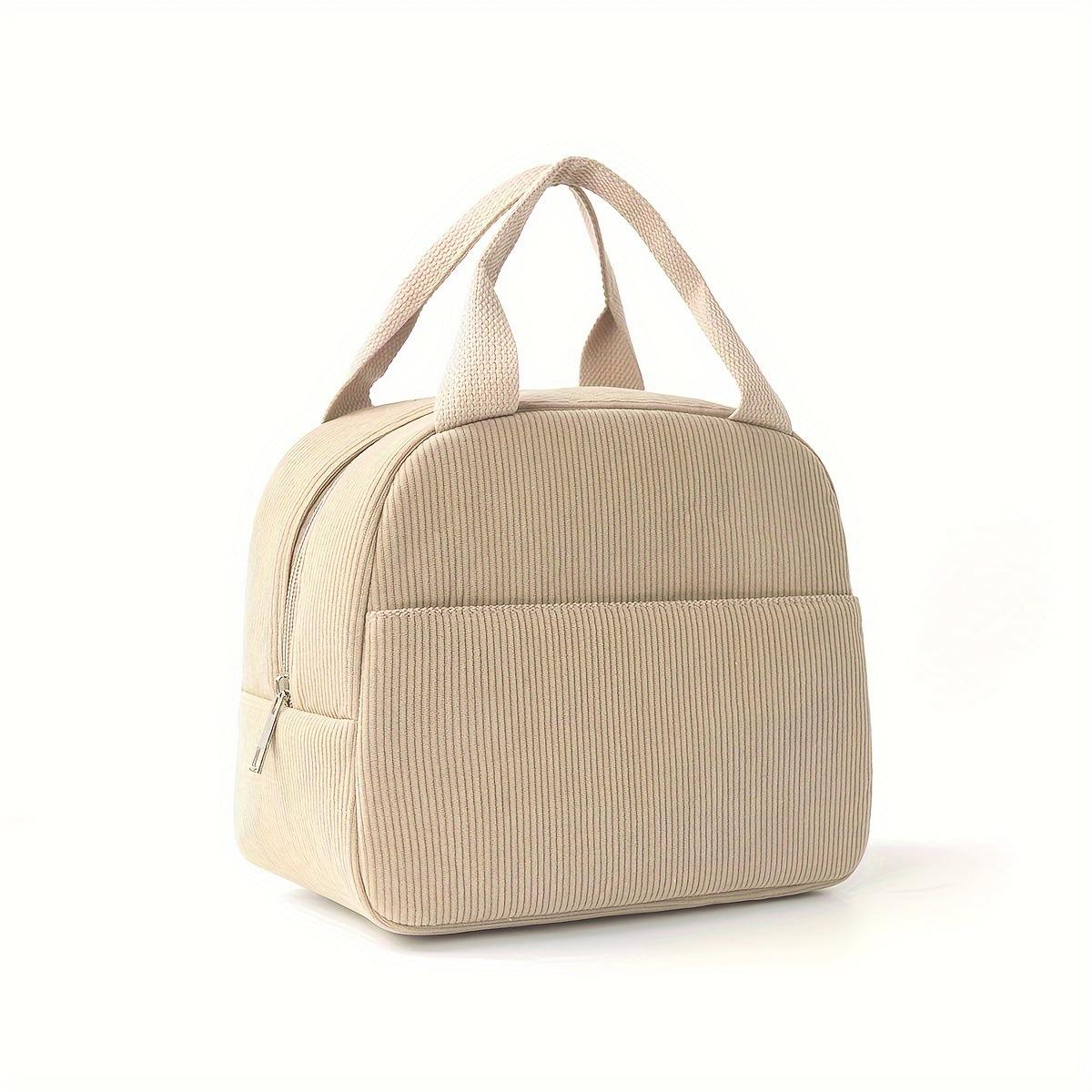 

Reusable Thermal Insulated Bento Bag Embroidery Portable Corduroy Lunch Bag for Kid Ideal for Go To School/Travel Work Trips хакі