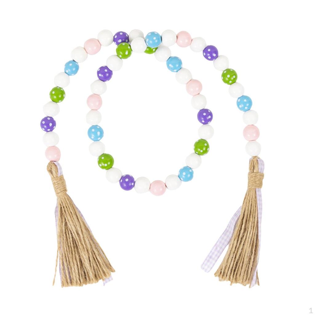 Easter Bead Garland with Wood Elements for Spring Celebrations And Home Decor